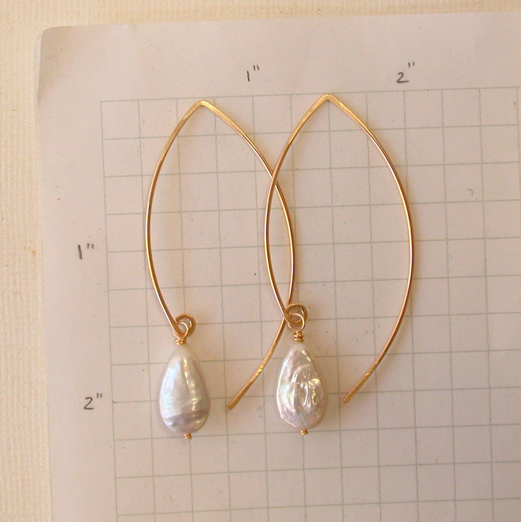 Pearl Teardrop Threader Earrings