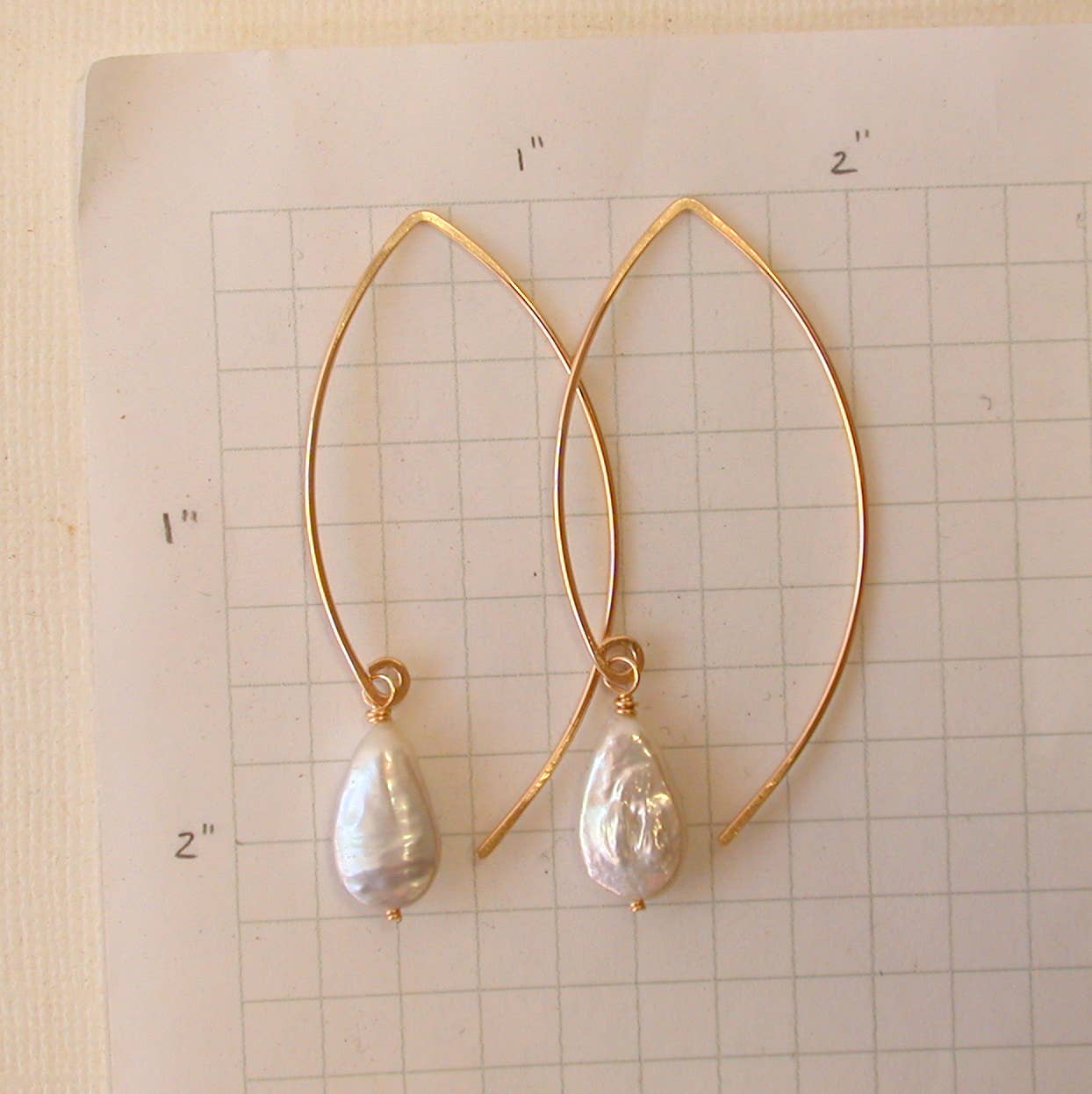 Pearl Teardrop Threader Earrings