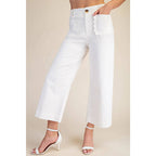 White Cropped Wide-Leg Pants