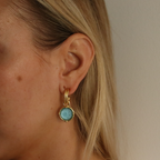 Gem Charm 24K Gold Plated Hoop Earrings