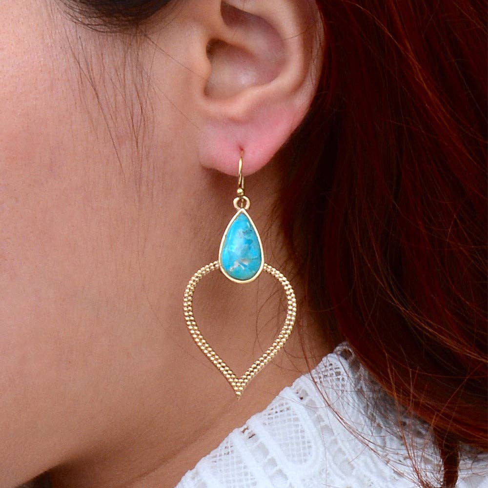 Turquoise and Gold Bedouin Drop Earrings