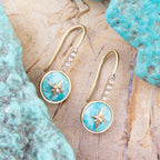 Celestial Turquoise and Gold Drop Earrings