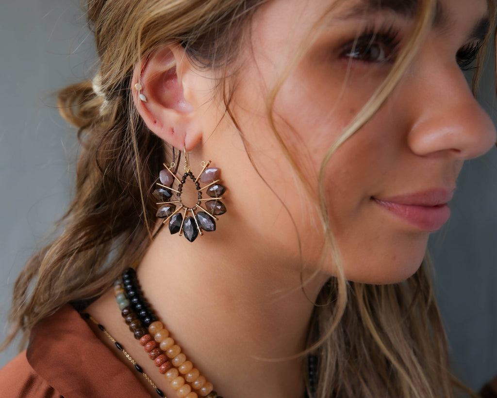Marquis Copper Tan Earrings