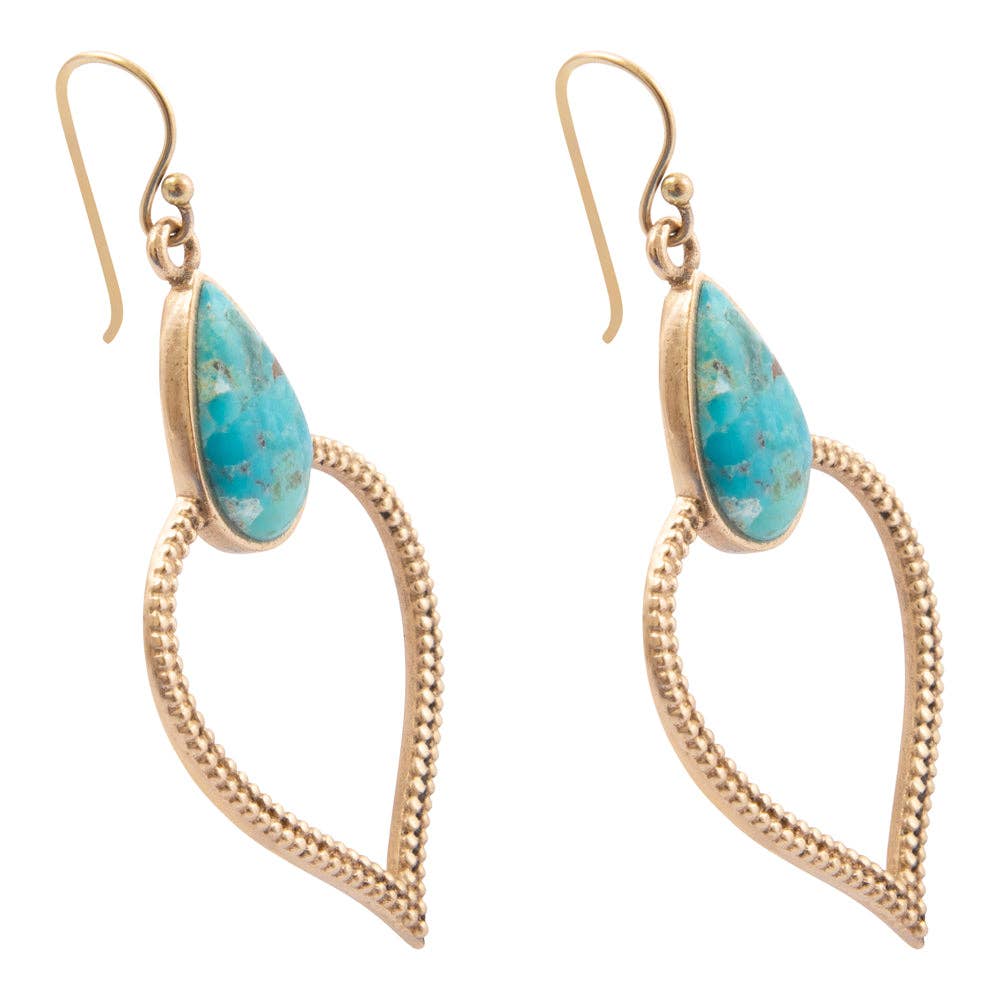 Turquoise and Gold Bedouin Drop Earrings