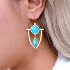 Double Drop Turquoise and Gold Statement Earrings