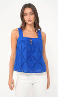 Trina Embroidered Cobalt Blue Top