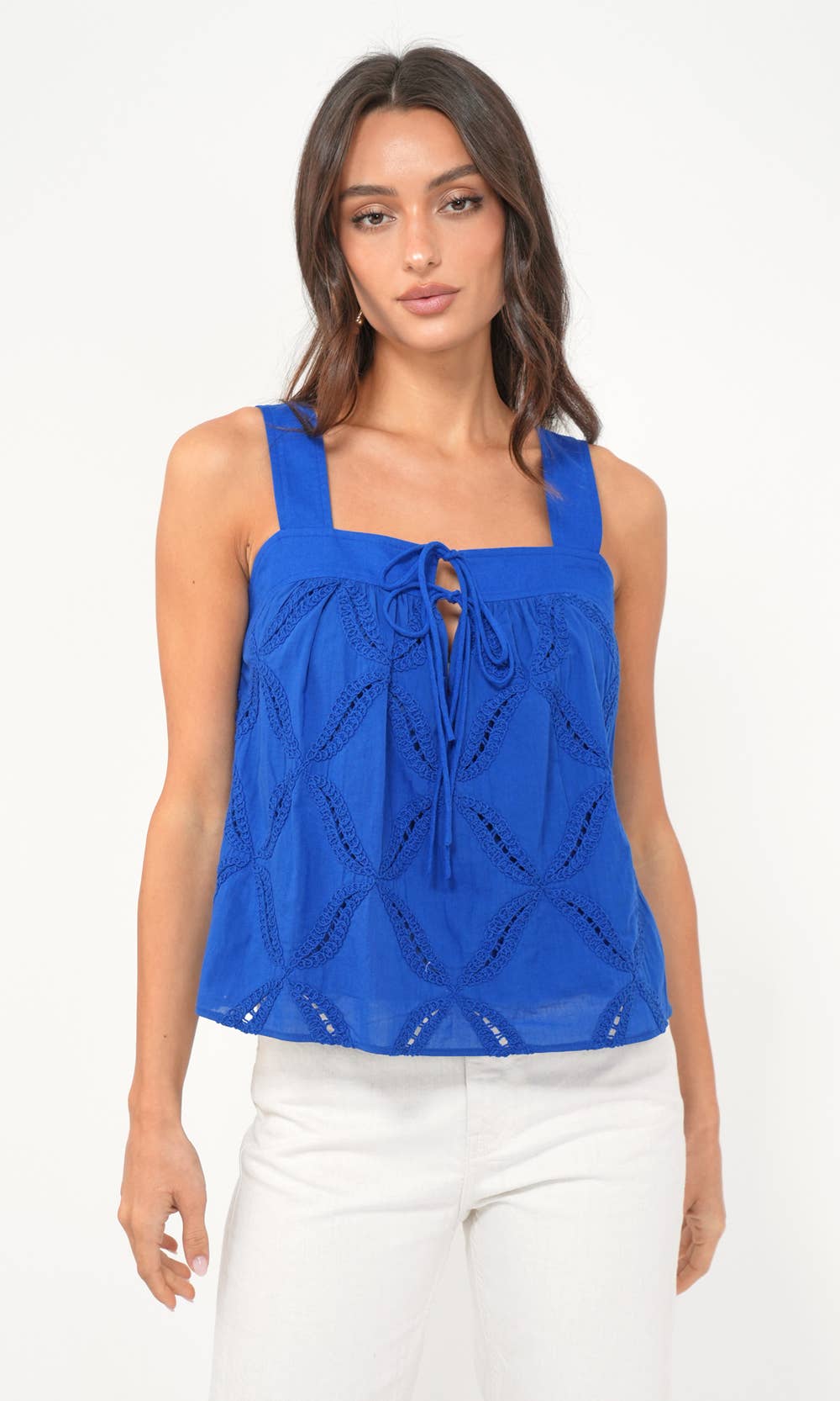 Trina Embroidered Cobalt Blue Top