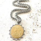 Mixed Metal French Coin Necklace