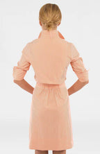 Coral Pinstripe Tie Front Dress