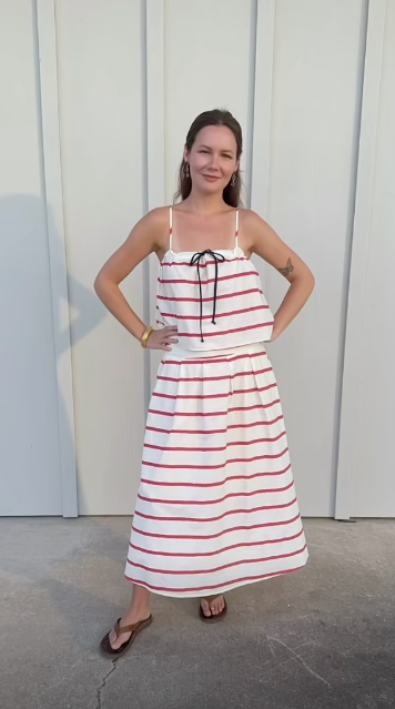 Sleeveless Striped Tie-Front Top
