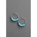 Pair of turquoise and blue vulcanite hoop earrings on gold plated loop 