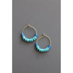 Pair of turquoise and blue vulcanite hoop earrings on gold plated loop 