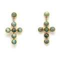African Turquoise and Gold Cross Earrings