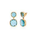 Cushion Cut Double Drop Blue Topaz Earrings
