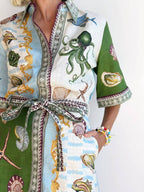 Marine Life Belted Dress