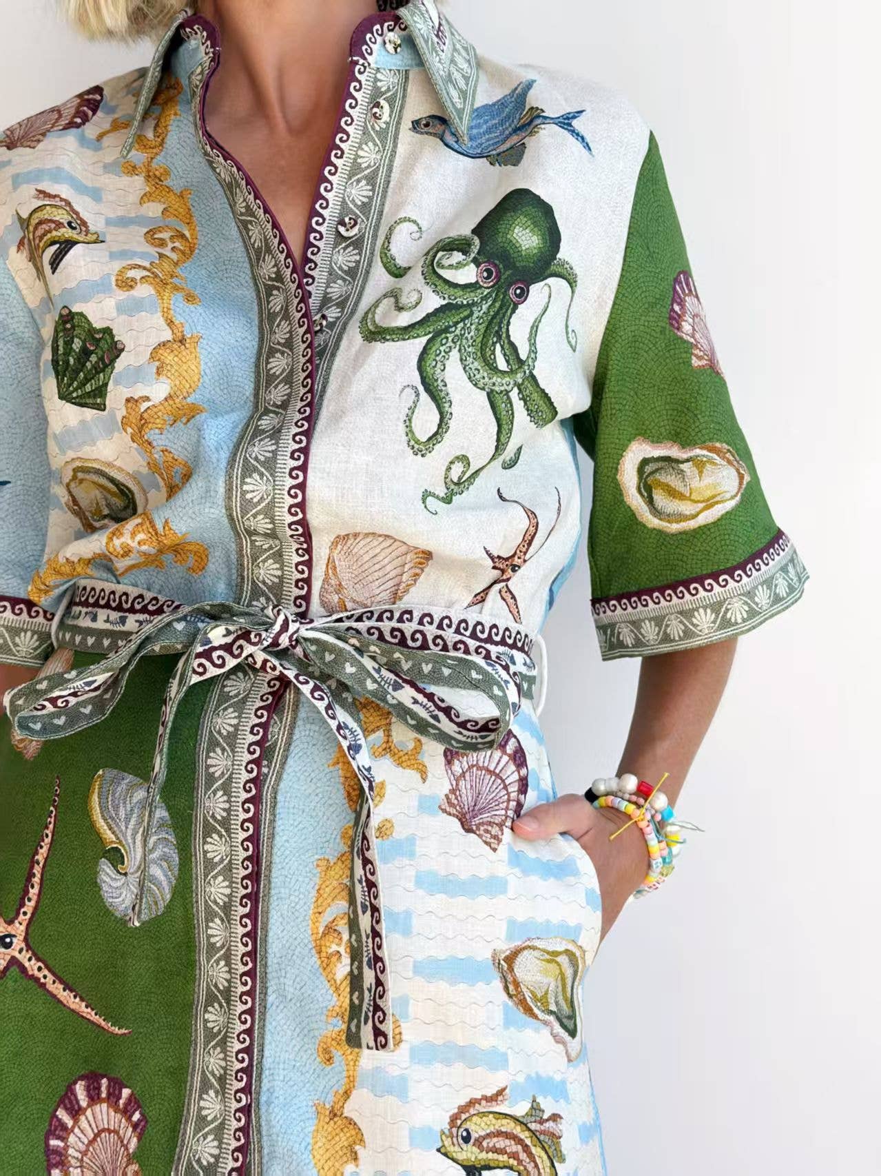 Marine Life Belted Dress