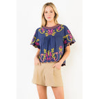 Orange Embroidery Detail Top