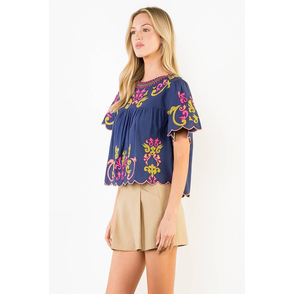 Orange Embroidery Detail Top