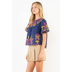 Orange Embroidery Detail Top