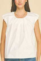 Pleated Flutter Sleeve Blouse