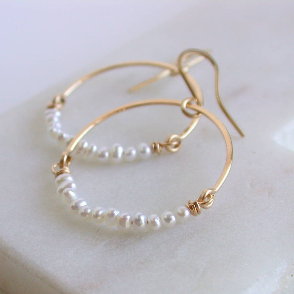 Pearl Rose Gold Hoops