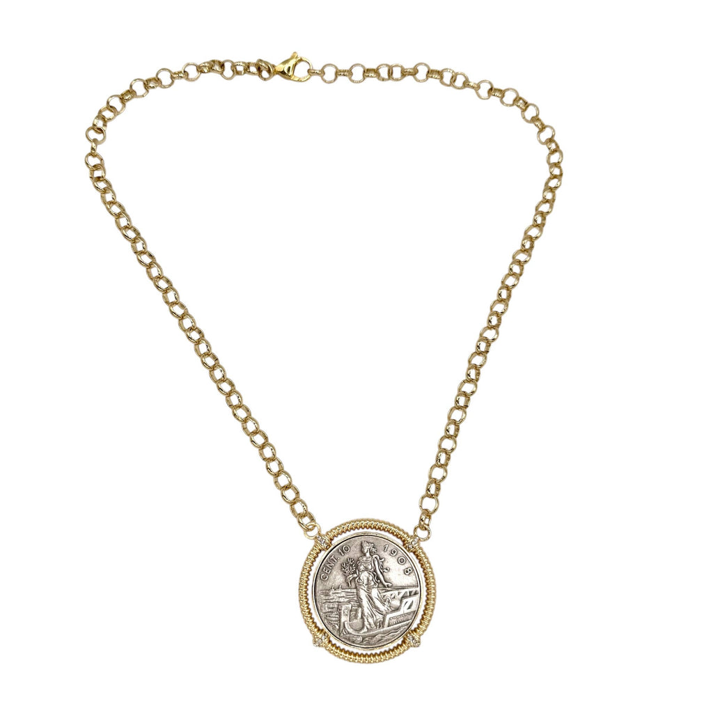 Matte Gold Italian Coin Necklace