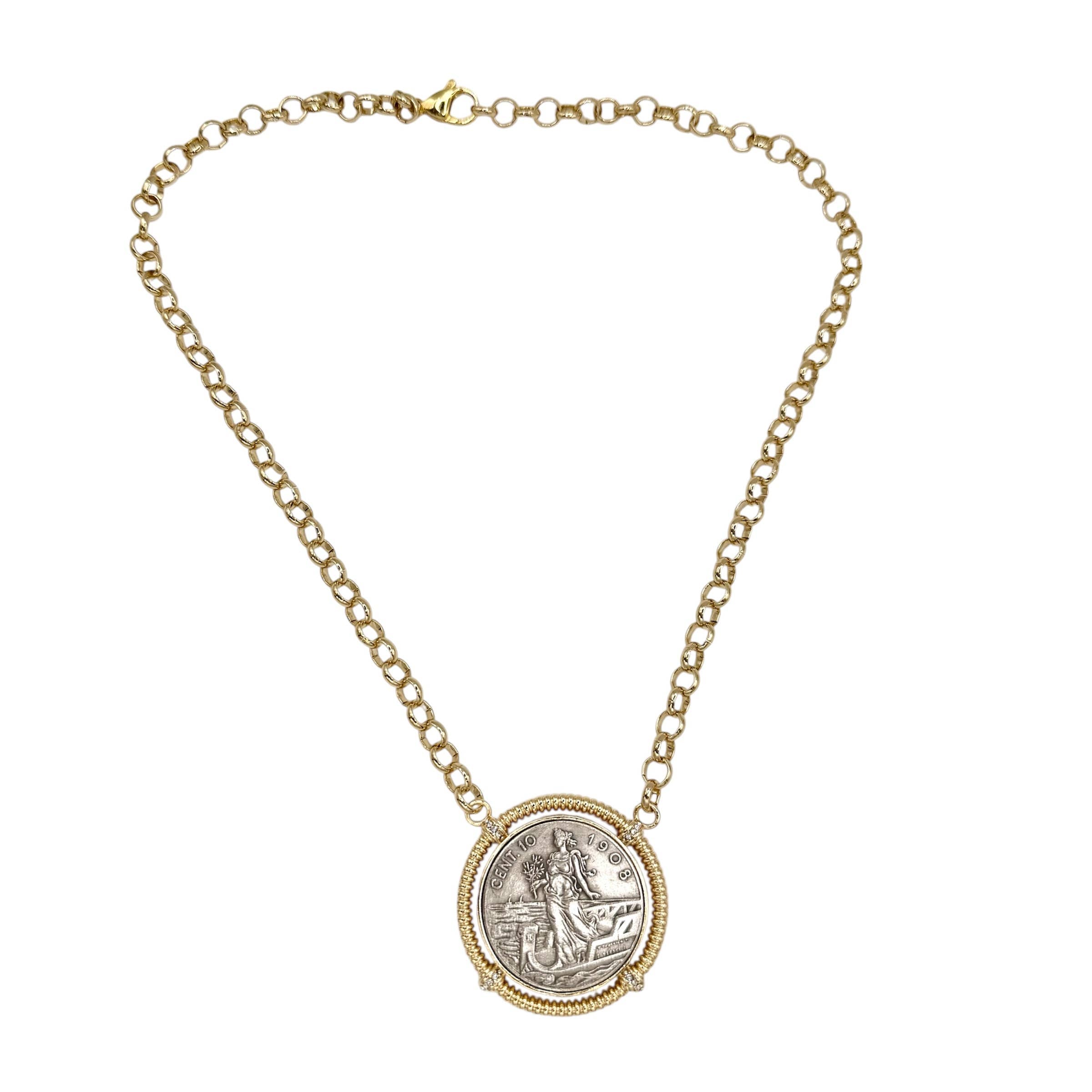 Matte Gold Italian Coin Necklace