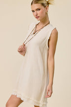 Cut Edge V-Neck Mini Dress