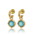 Gem Charm 24K Gold Plated Hoop Earrings