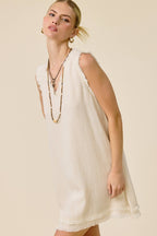 Cut Edge V-Neck Mini Dress