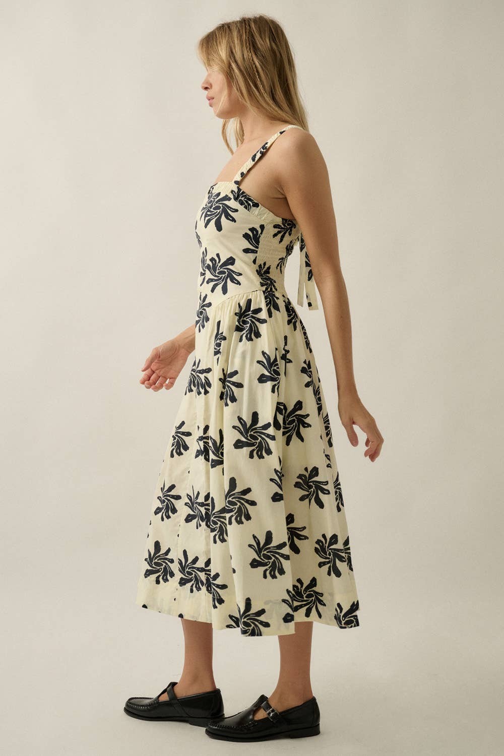 Floral Drop-Waist Midi Dress