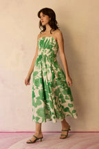 Hibiscus Smocked Maxi Dress - Fern