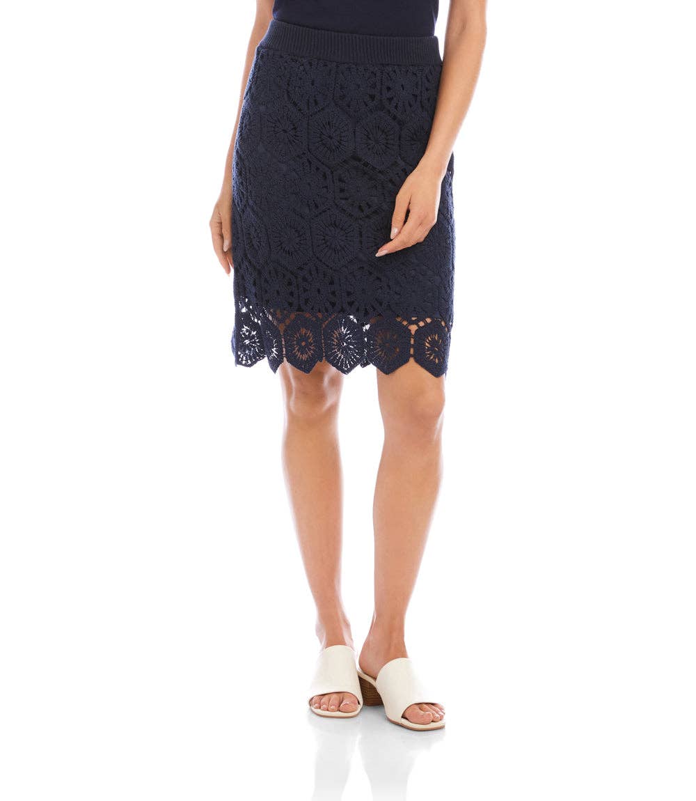 Navy Crochet Skirt