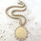 Matte Gold French Coin Necklace