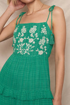 Green Embroidered Midi Dress