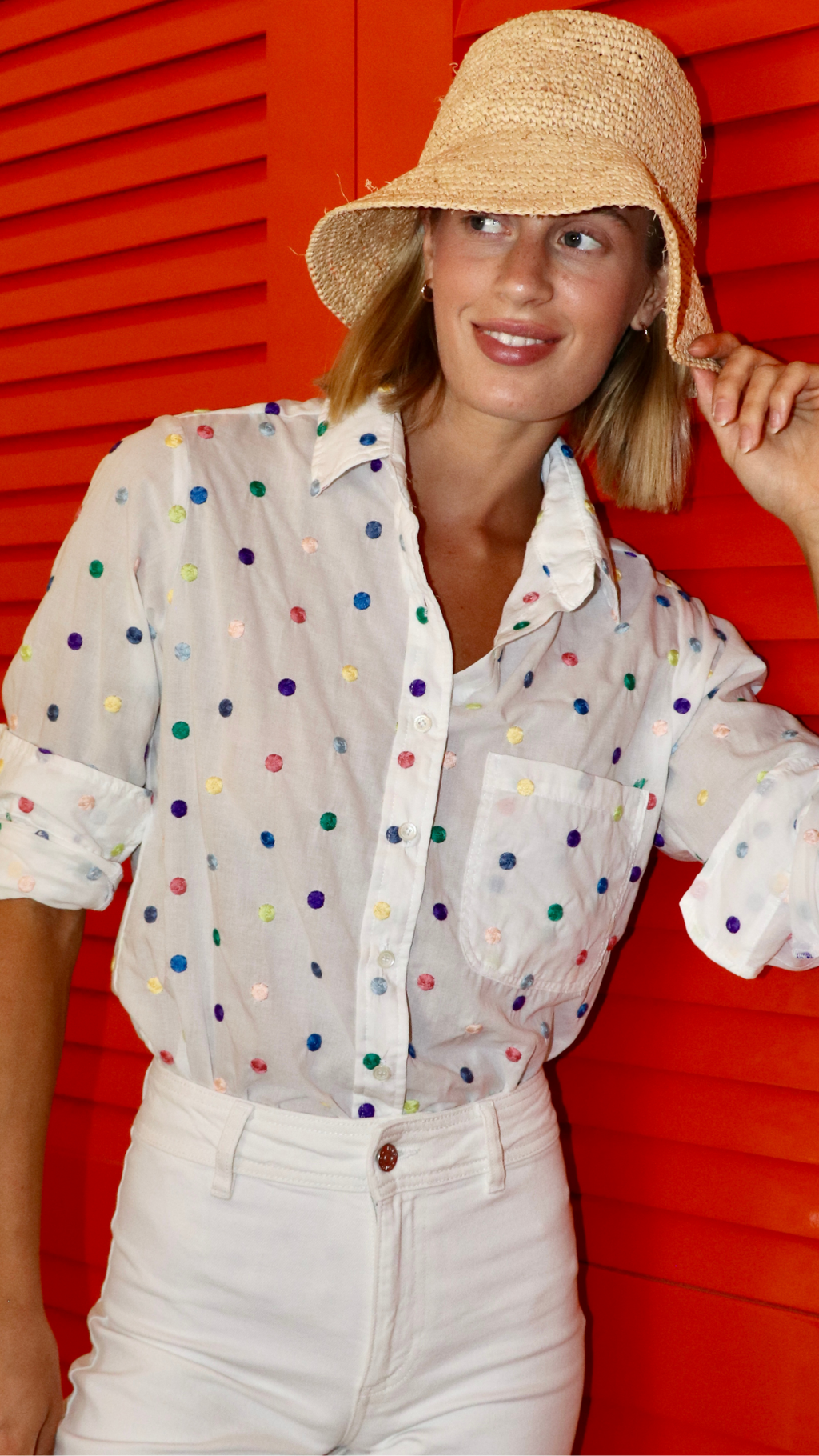 Multi Polka Dot Boyfriend Top