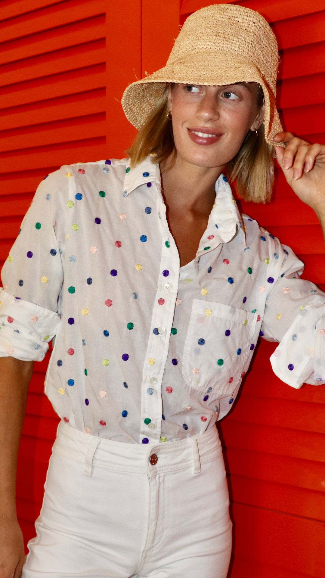 Multi Polka Dot Boyfriend Top