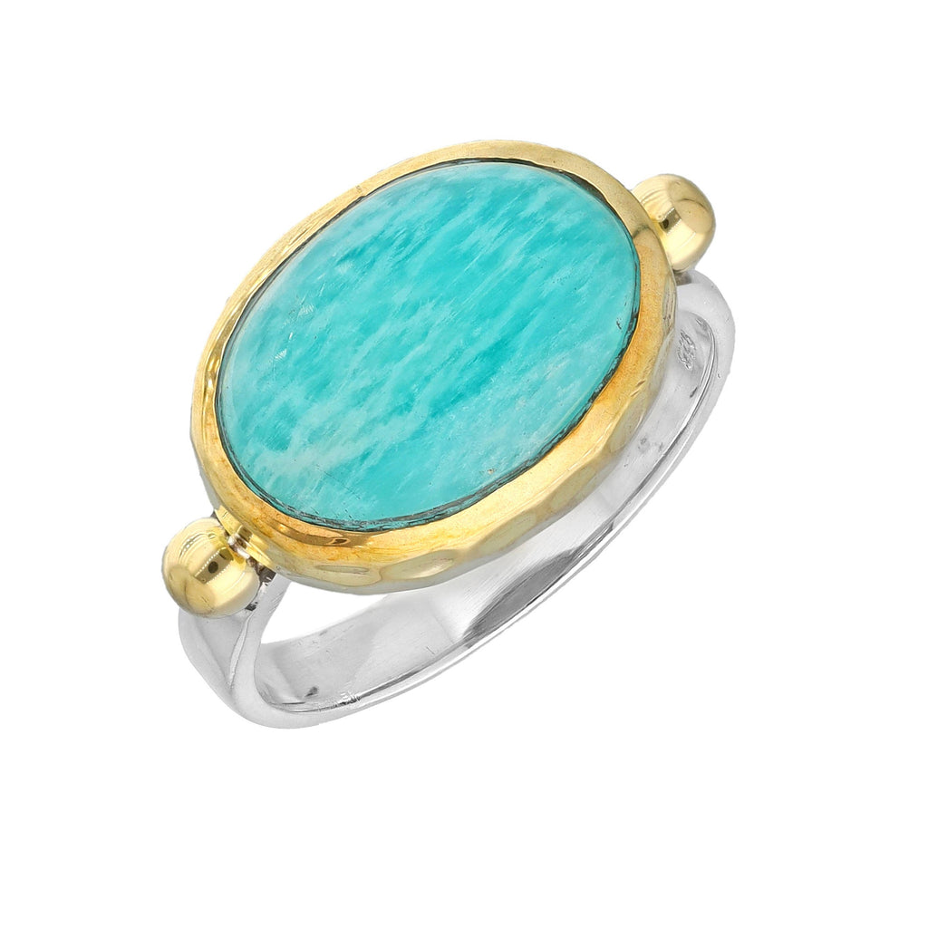 925 Sterling Silver Amazonite Solitaire Ring