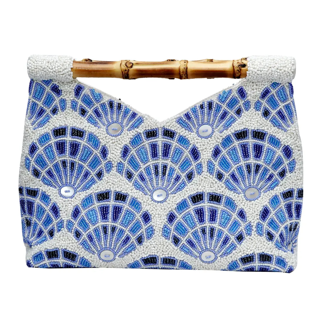 Seashell Beaded Bamboo Clutch Bag