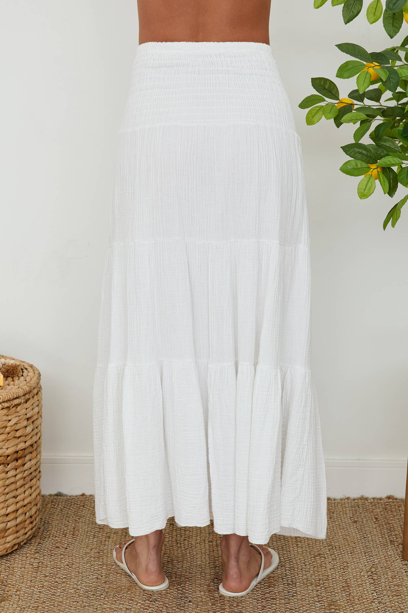 Tiered Cotton Gauze Skirt