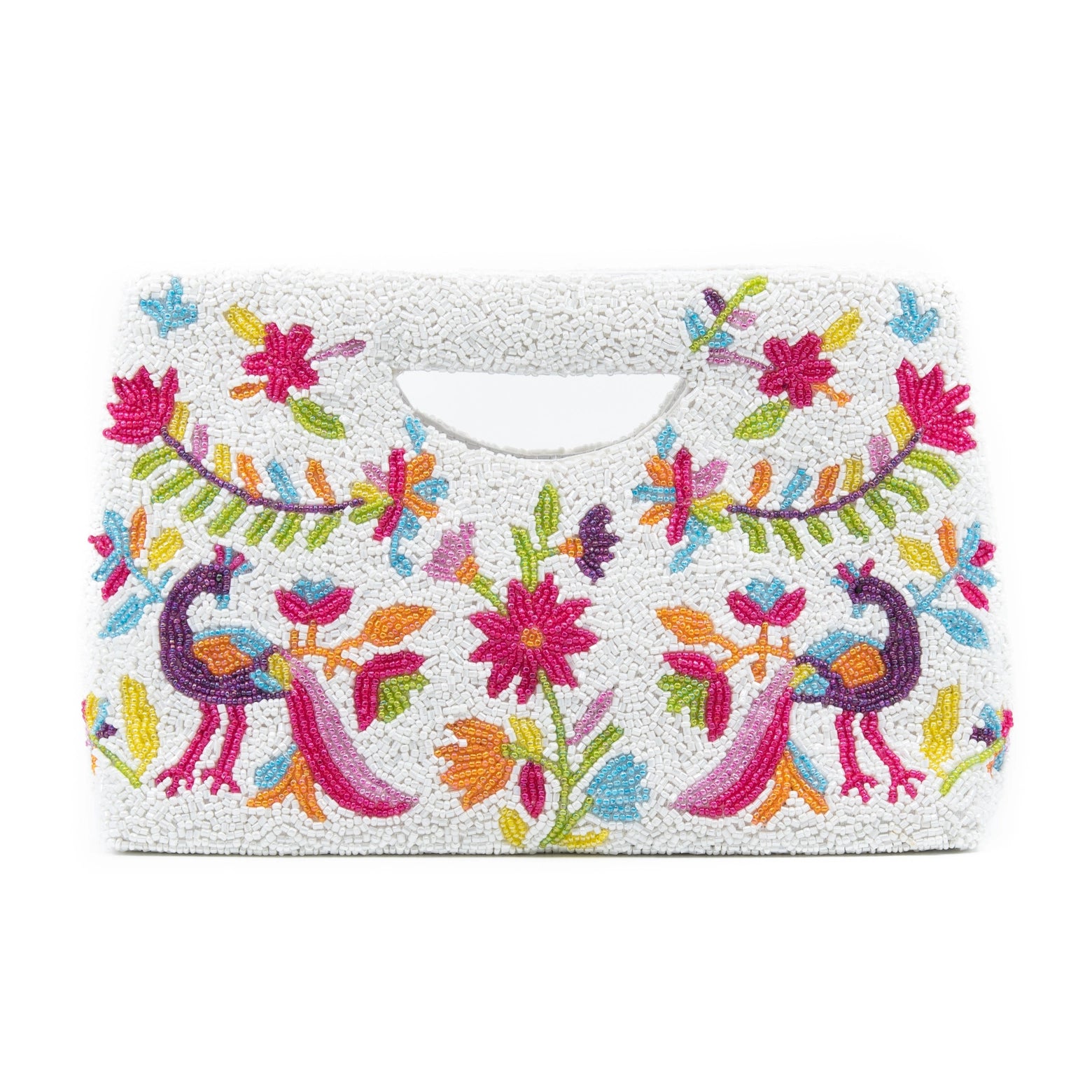 Colorful Bird Beaded Clutch Bag