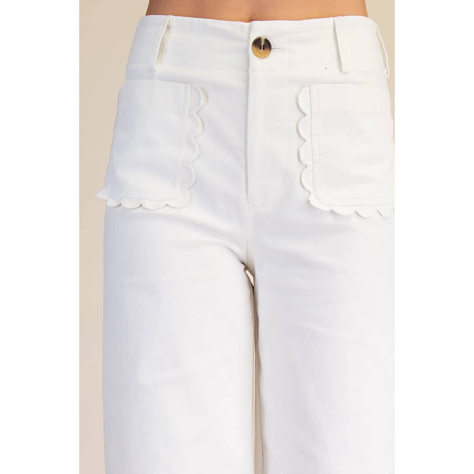 White Cropped Wide-Leg Pants