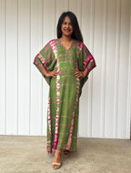 Nora Olive Green Tie Dye Kaftan