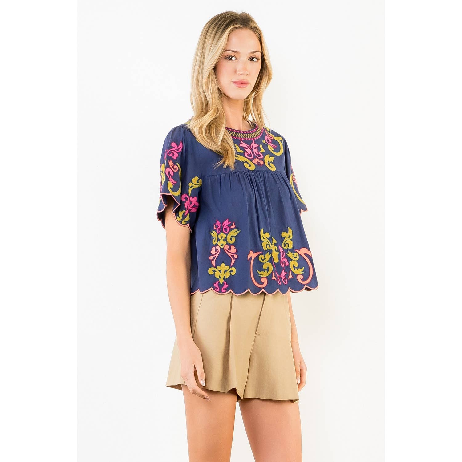 Orange Embroidery Detail Top