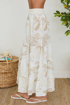 Tropical Tiered Linen Maxi Skirt