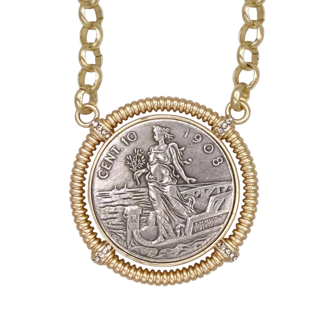 Matte Gold Italian Coin Necklace