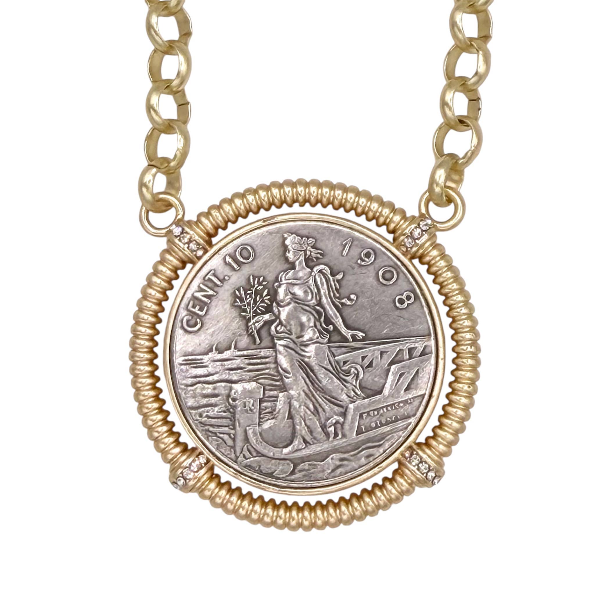 Matte Gold Italian Coin Necklace