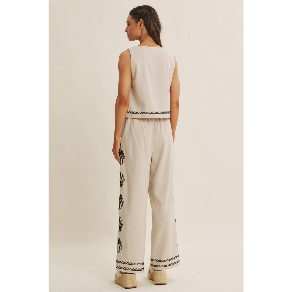 Seashell Embroidered Square Neck Top