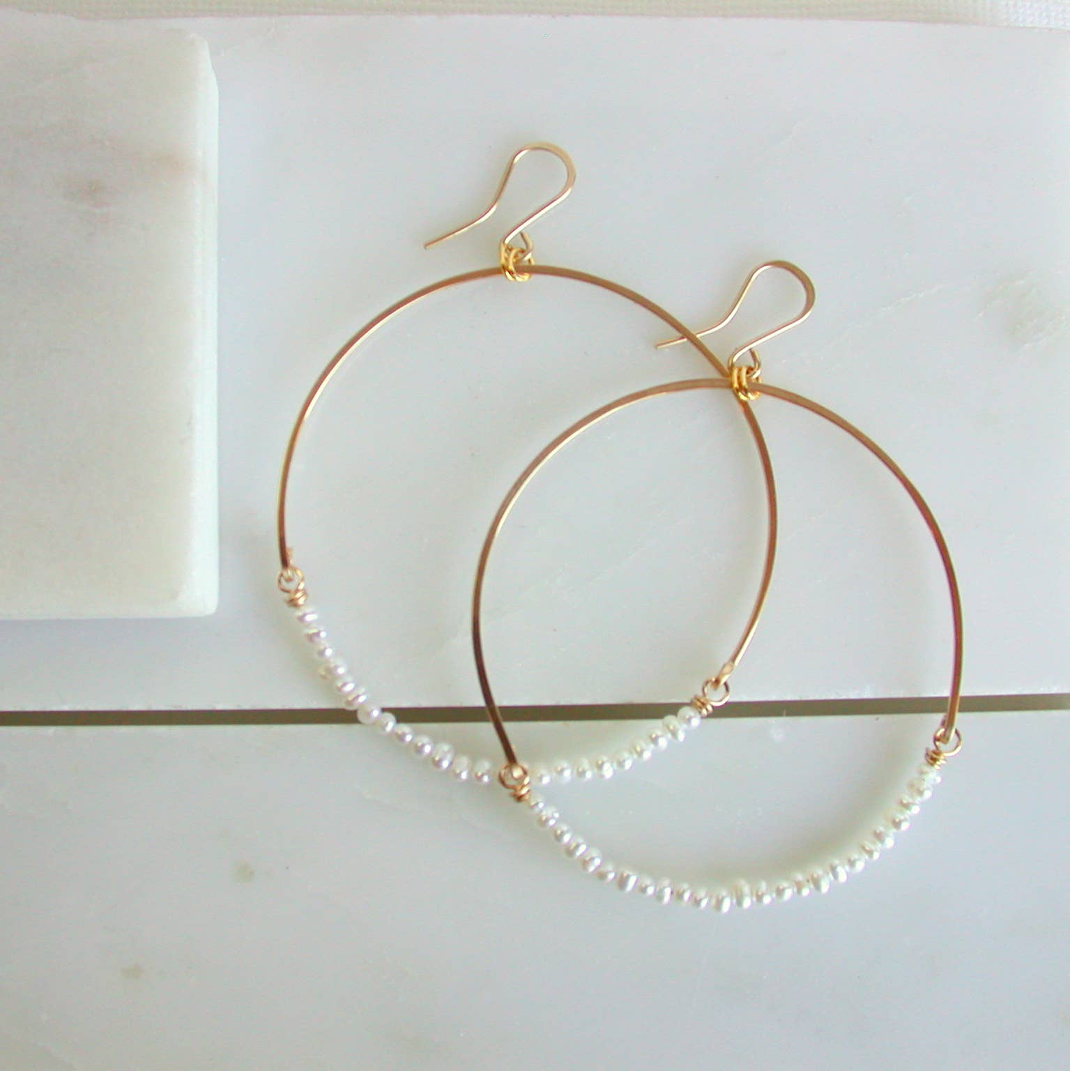 Pearl Rose Gold Hoops