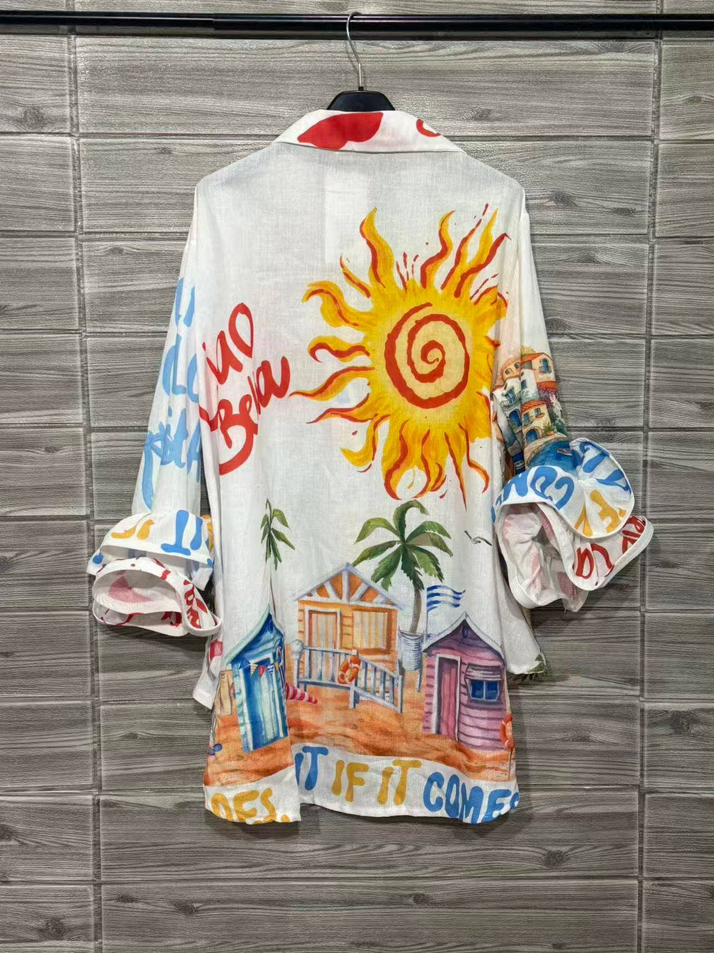 Mixed Floral Ruffle Bell Sleeve Top